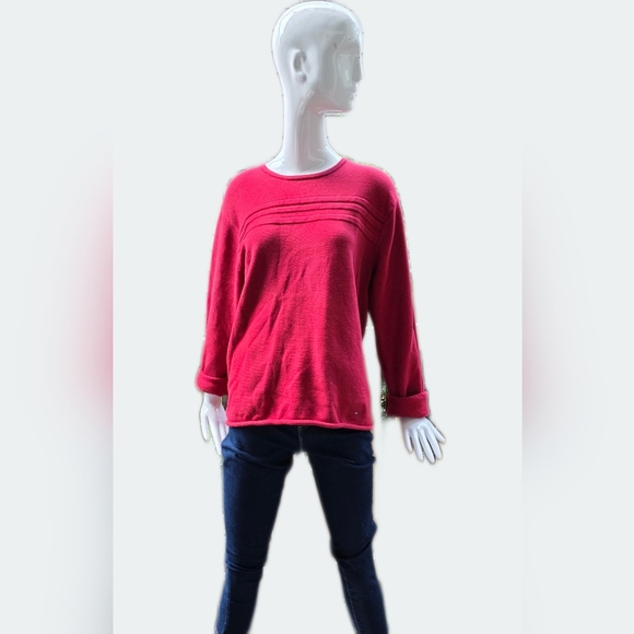 Tommy Hilfiger Women's Red Cotton Knit Pullover Sweater. Med - Picture 15 of 16